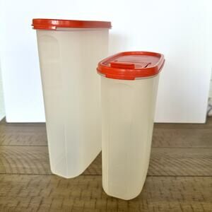 Lot of 70s Cereal Kitchen Storage Tupperware Red